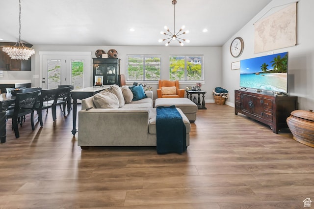 108 S 900 E, Hyde Park, UT 84318 - living room with a chandelier, wood finished floors, and recessed lighting