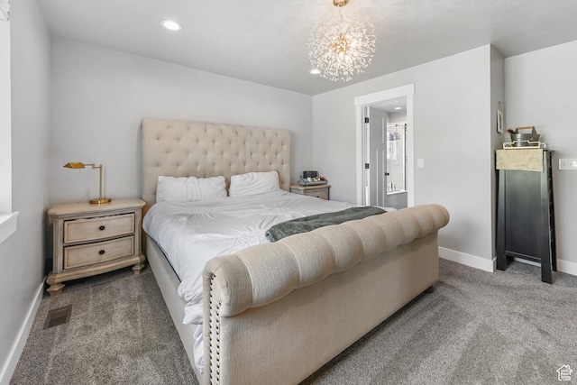108 S 900 E, Hyde Park, UT 84318 - bedroom with carpet floors, a chandelier, and recessed lighting