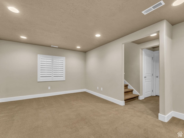 4956 W Vermillion Dr, South Jordan, UT 84009 - carpeted spare room with recessed lighting, a textured ceiling, and stairway