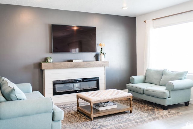 3657 E 1500 S, Spanish Fork, UT 84660 - living room featuring a glass covered fireplace and wood finished floors