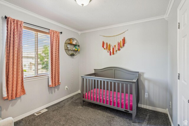 4052 W Newland Loop, Lehi, UT 84043 - bedroom featuring crown molding, carpet floors, and a nursery area