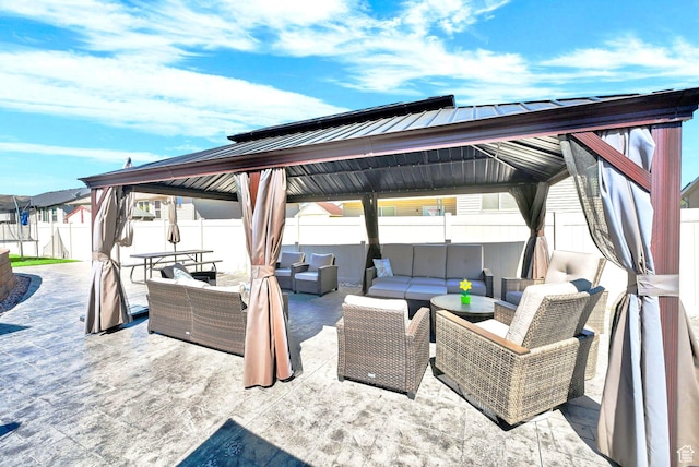 4317 S 3350 W, West Haven, UT 84401 - fenced backyard featuring a gazebo, an outdoor living space, and a patio area