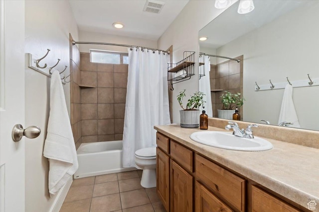 14257 S Round Rock Dr W, Herriman, UT 84096 - full bathroom featuring vanity, tile patterned flooring, and shower / tub combo with curtain