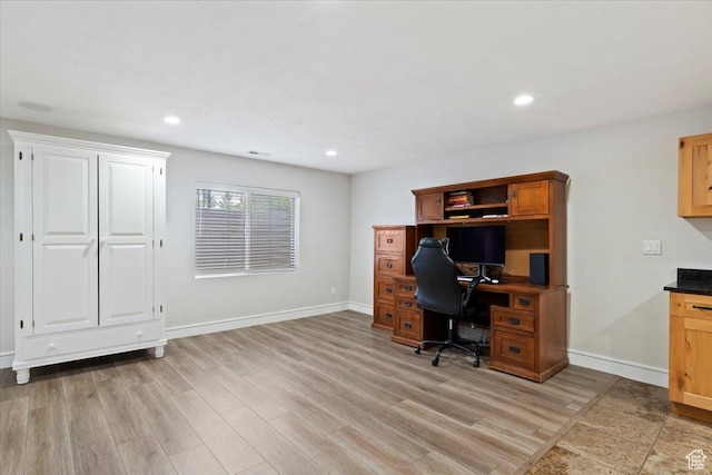 14257 S Round Rock Dr W, Herriman, UT 84096 - office area featuring light wood finished floors and recessed lighting