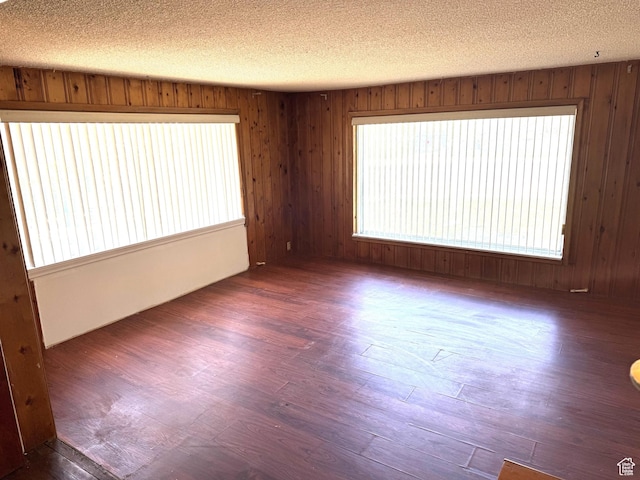240 E 300 S, Kamas, UT 84036 - empty room with plenty of natural light, wood finished floors, wooden walls, and a textured ceiling