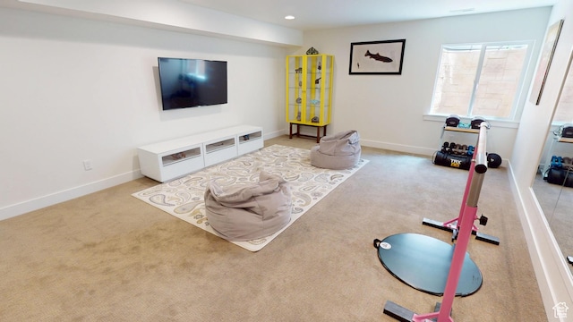 10612 S Lake Ave, South Jordan, UT 84009 - carpeted living room featuring baseboards and recessed lighting