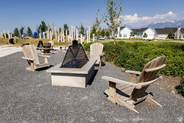 10612 S Lake Ave, South Jordan, UT 84009 - view of patio with a fire pit and a residential view