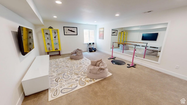10612 S Lake Ave, South Jordan, UT 84009 - living room featuring carpet flooring and recessed lighting