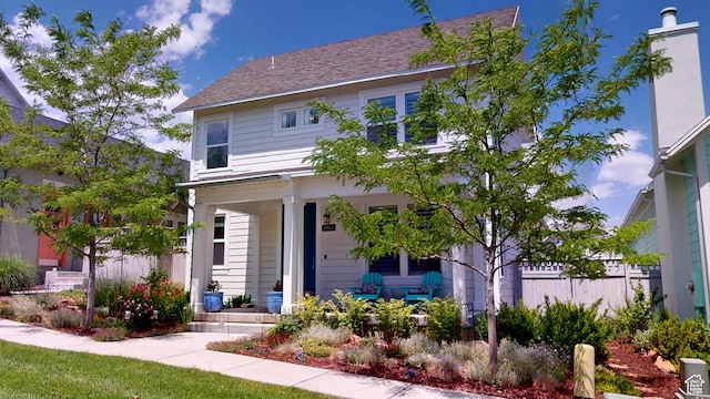 10612 S Lake Ave, South Jordan, UT 84009 - view of front of home with covered porch and a shingled roof