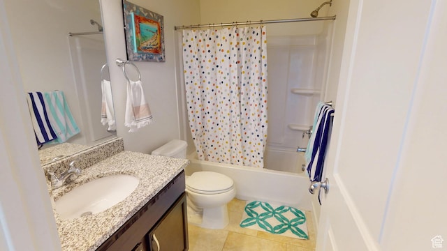 10612 S Lake Ave, South Jordan, UT 84009 - bathroom with vanity, shower / tub combo, and tile patterned flooring