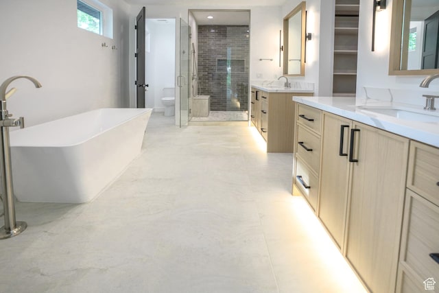 11234 E Columbine Ln, Heber City, UT 84032 - full bathroom featuring a shower stall, two vanities, and a freestanding bath