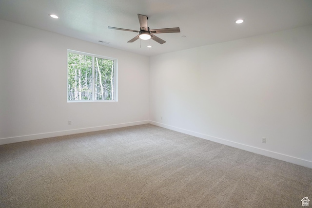 11234 E Columbine Ln, Heber City, UT 84032 - empty room with a ceiling fan, recessed lighting, and carpet