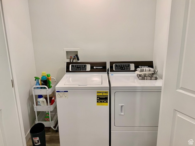 2953 W Ezra Dr, Cedar City, UT 84720 - laundry area with washer and dryer and wood finished floors