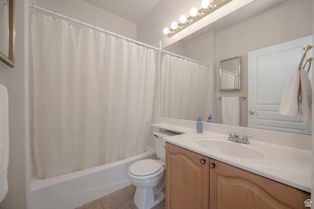 10056 S Remembrance Ln, South Jordan, UT 84095 - bathroom with vanity, tile patterned floors, and shower / tub combo with curtain