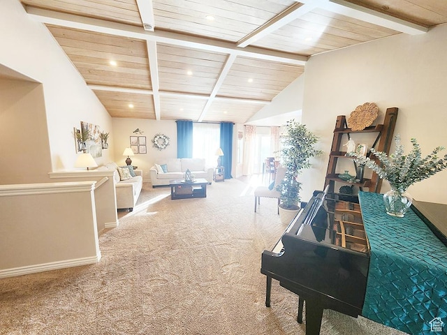 1365 N Highland Blvd, Brigham City, UT 84302 - carpeted living area featuring wood ceiling and recessed lighting
