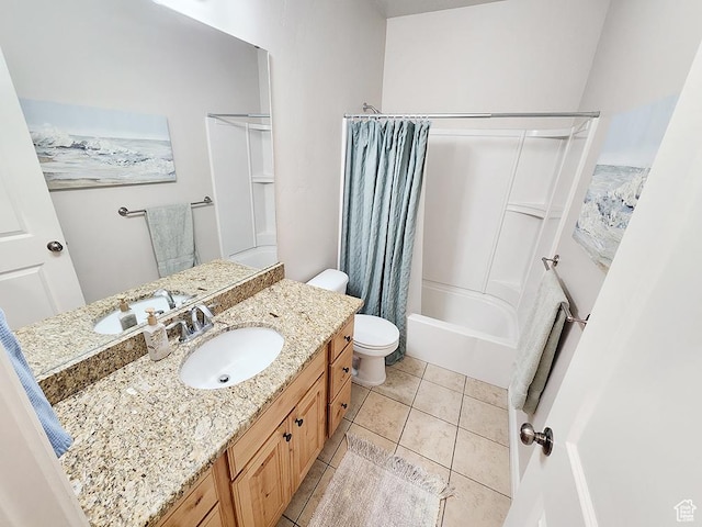 1365 N Highland Blvd, Brigham City, UT 84302 - full bathroom featuring vanity, shower / bath combo with shower curtain, and tile patterned flooring