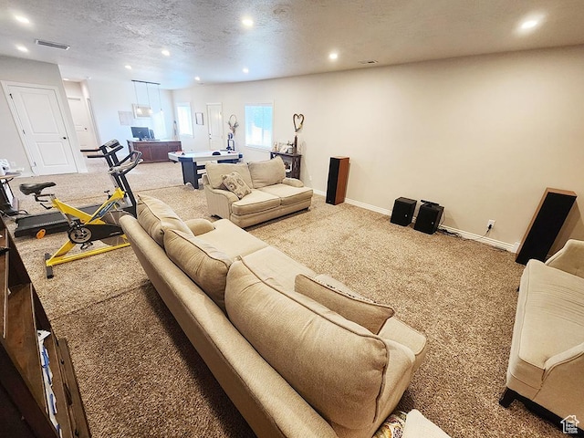1365 N Highland Blvd, Brigham City, UT 84302 - living area featuring light carpet, recessed lighting, and a textured ceiling