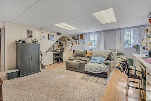 501 N Main St, Vernon, UT 84080 - living area with a paneled ceiling, an office area, and wood finished floors
