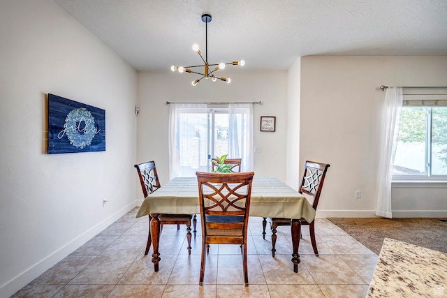 56 N Rue De Matth W, Vineyard, UT 84058 - dining area featuring a chandelier, light tile patterned flooring, and a textured ceiling
