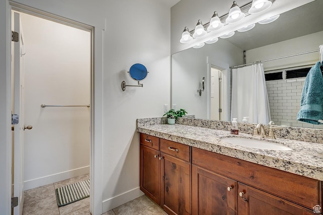 56 N Rue De Matth W, Vineyard, UT 84058 - bathroom with vanity, tile patterned floors, and a shower with shower curtain
