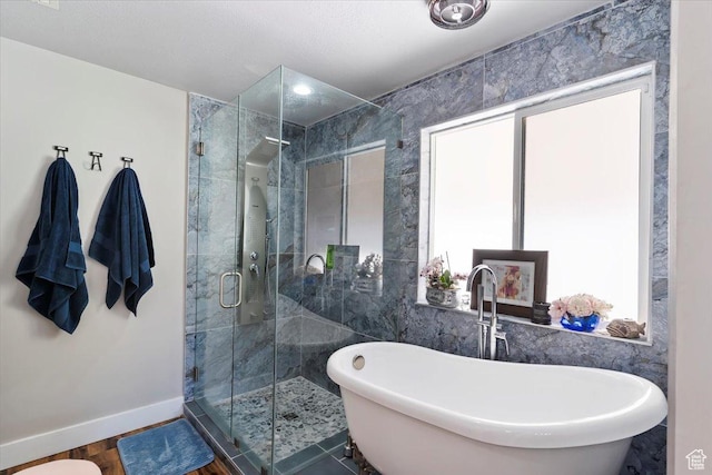793 E 2025 N, North Ogden, UT 84414 - bathroom featuring a freestanding tub and a shower stall