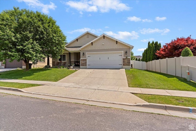 793 E 2025 N, North Ogden, UT 84414 - craftsman-style home featuring a garage, concrete driveway, and stone siding