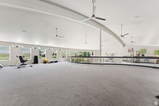 3530 N State Road 32, Marion, UT 84036 - interior space with carpet floors, a ceiling fan, and vaulted ceiling