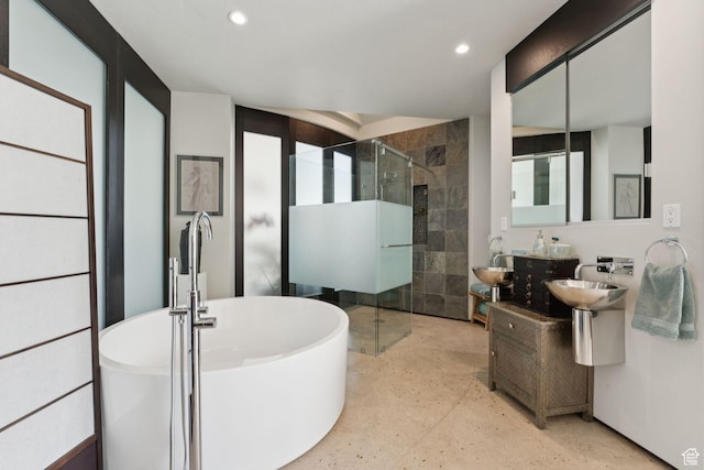 3530 N State Road 32, Marion, UT 84036 - full bath with a shower stall, recessed lighting, and a soaking tub