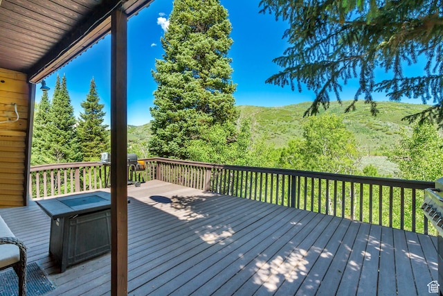 4601 Conifer Dr, Oakley, UT 84055 - wooden terrace with a mountain view