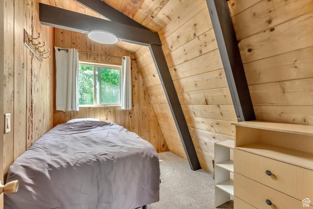 4601 Conifer Dr, Oakley, UT 84055 - carpeted bedroom with vaulted ceiling and wooden walls