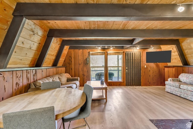 4601 Conifer Dr, Oakley, UT 84055 - living area featuring wood walls, wood finished floors, and wood ceiling