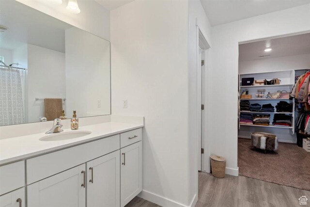 1010 E Bigelow Ave, Layton, UT 84040 - bathroom with vanity, wood finished floors, and a walk in closet
