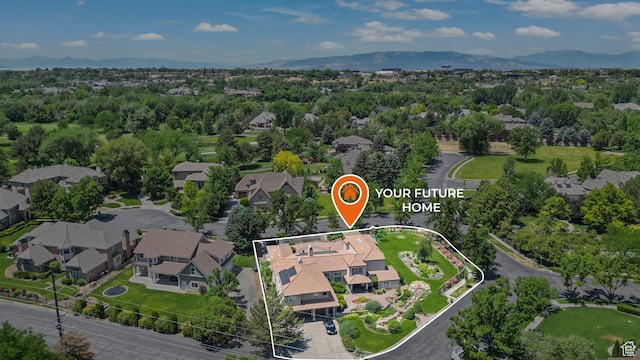 3175 N 140 W, Provo, UT 84604 - aerial perspective of suburban area featuring property boundaries highlighted and a mountainous background