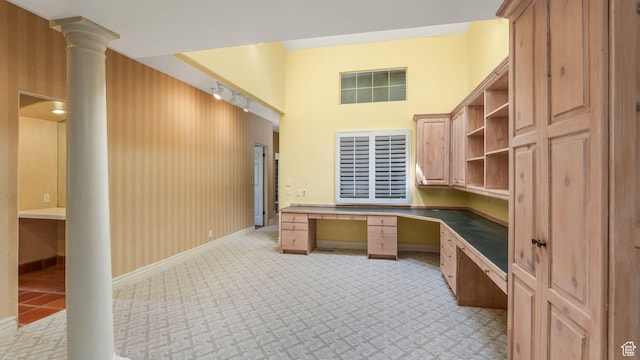 3175 N 140 W, Provo, UT 84604 - unfurnished office with built in desk, ornate columns, and light carpet