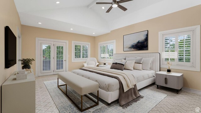 3175 N 140 W, Provo, UT 84604 - bedroom with access to exterior, recessed lighting, a ceiling fan, and light carpet