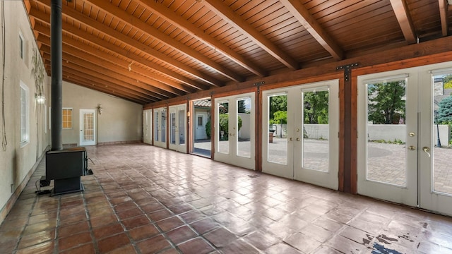 3175 N 140 W, Provo, UT 84604 - unfurnished sunroom with french doors and a wood stove