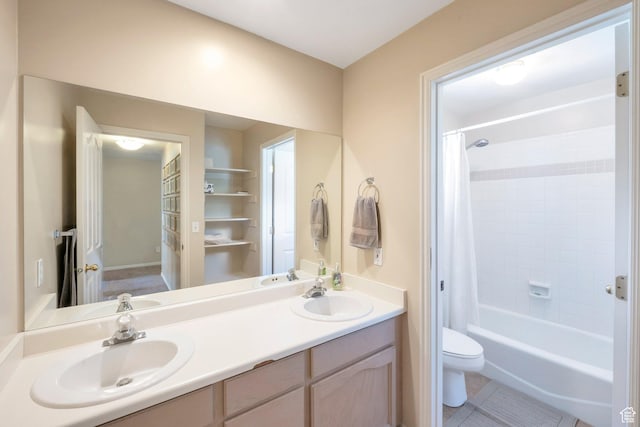 1028 E 140 N, Lindon, UT 84042 - full bathroom with double vanity, shower / bath combo with shower curtain, and tile patterned flooring