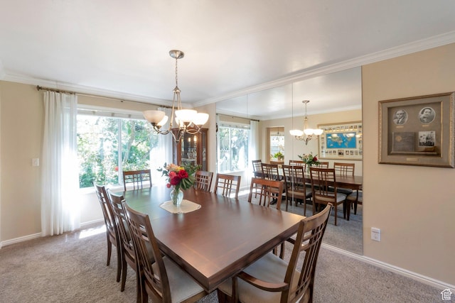 1028 E 140 N, Lindon, UT 84042 - dining area featuring a chandelier, light carpet, and crown molding