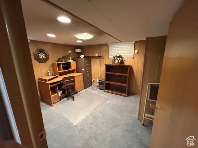 1567 E Westminster Ave, Salt Lake City, UT 84105 - office area with light colored carpet and wooden walls