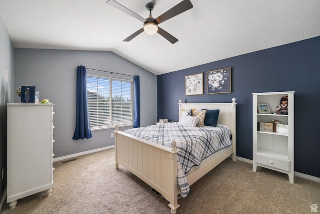 1051 W Castleton Dr, North Salt Lake, UT 84054 - bedroom with carpet, vaulted ceiling, and a ceiling fan