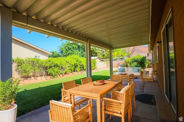 562 S 400 E, Ivins, UT 84738 - fenced backyard with an outdoor hangout area, a patio, and outdoor dining area