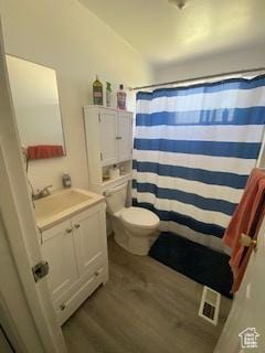856 N 600 E, Lehi, UT 84043 - bathroom featuring vanity, wood finished floors, and curtained shower