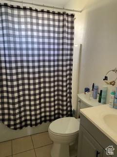 856 N 600 E, Lehi, UT 84043 - full bathroom featuring tile patterned flooring, vanity, and a shower with curtain