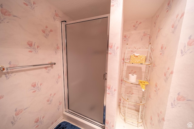 1416 W Valley View Dr, Wellington, UT 84542 - full bathroom featuring a stall shower and wallpapered walls