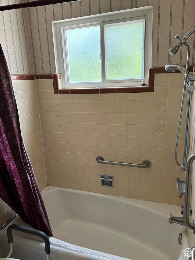 2784 W 2890 S, West Valley City, UT 84119 - full bathroom featuring plenty of natural light, shower / tub combo, and wallpapered walls