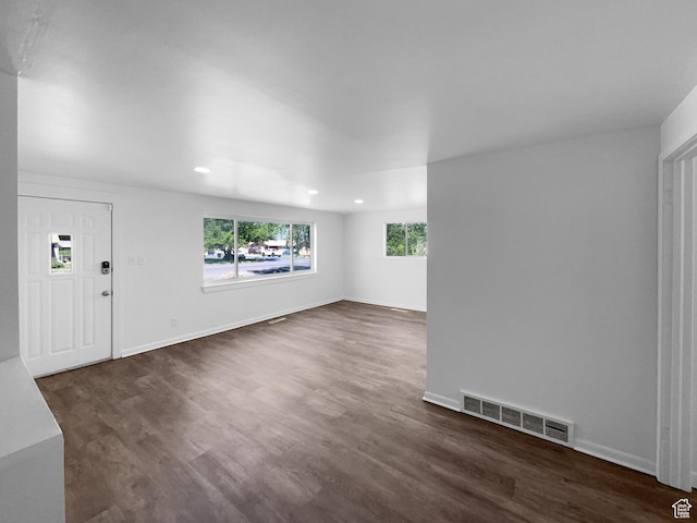 270 N 500 E, Spanish Fork, UT 84660 - unfurnished living room with dark wood-style floors and recessed lighting