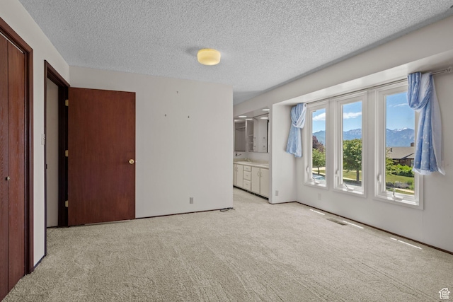 771 E 17th Ave, Salt Lake City, UT 84103 - unfurnished bedroom with a textured ceiling, light colored carpet, and a mountain view