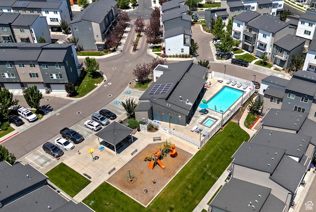 5306 W Solafax Ln, Herriman, UT 84096 - aerial view of residential area with a pool