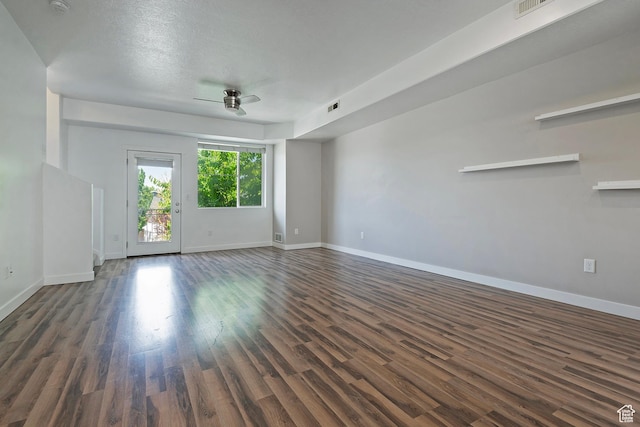 5306 W Solafax Ln, Herriman, UT 84096 - unfurnished living room featuring a ceiling fan and dark wood finished floors