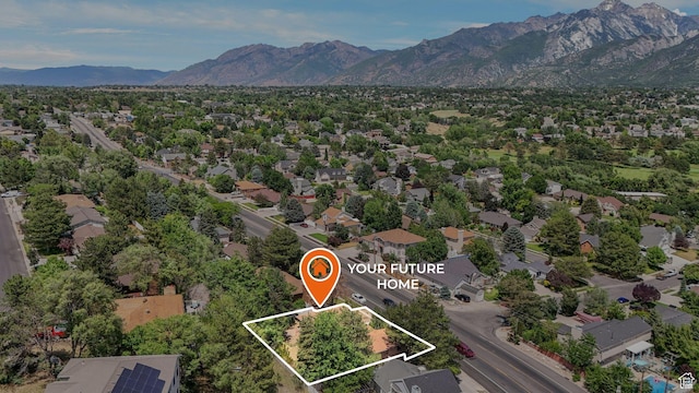 11778 S 1700 E, Sandy, UT 84092 - aerial perspective of suburban area with property parcel outlined and a mountain backdrop